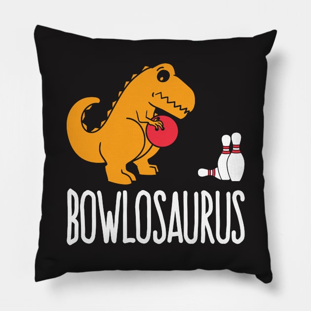 Bowling Dinosaur Shirt - Bowlosaurus Pillow by redbarron