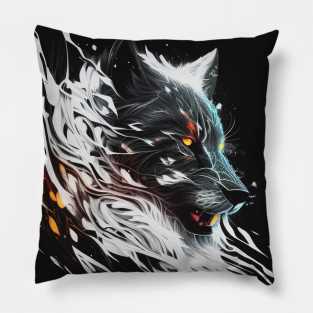 Wolf Portrait Animal Painting Dark Character Wildlife Adventure Pillow