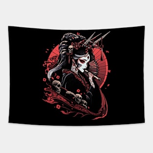 Geisha | Grim Reaper Geisha Skull | Cool Retro Japanese Aesthetic #9 Tapestry