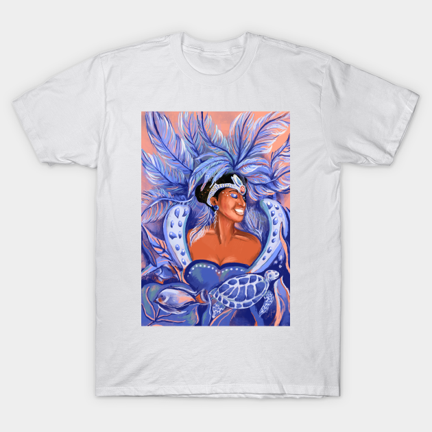 Afro Girl Celebrating Carnival Fashion Print by Cindy Rose Studio - African American Woman - T-Shirt