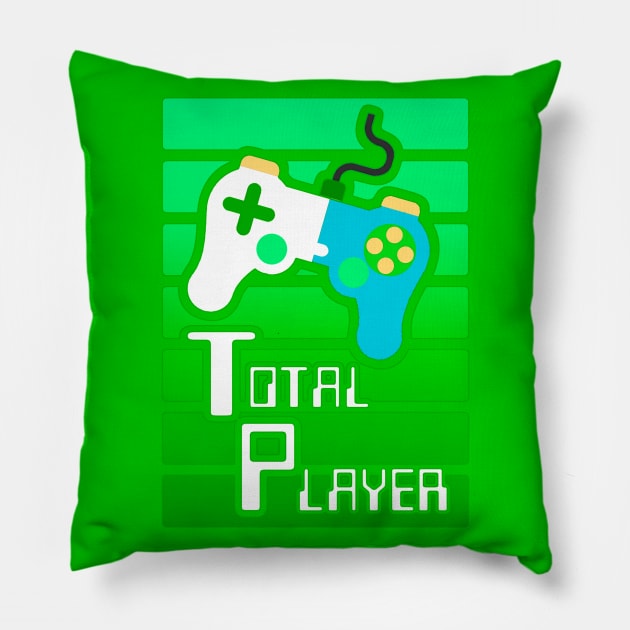 Green Total Player Gamer Design Pillow by AlondraHanley