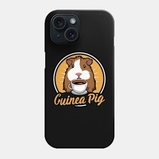 printed design of a guinea pig sipping a cup of coffee, cute cartoon style(1) Phone Case