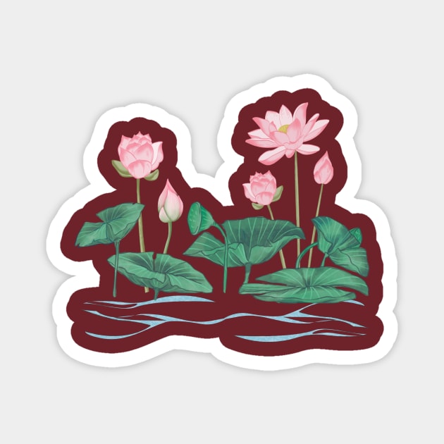 Lotus flowers Magnet by Salasala