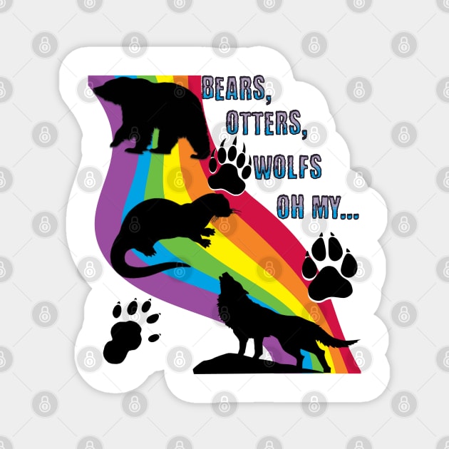 bears otters wolfs oh my.... Magnet by Out of the world