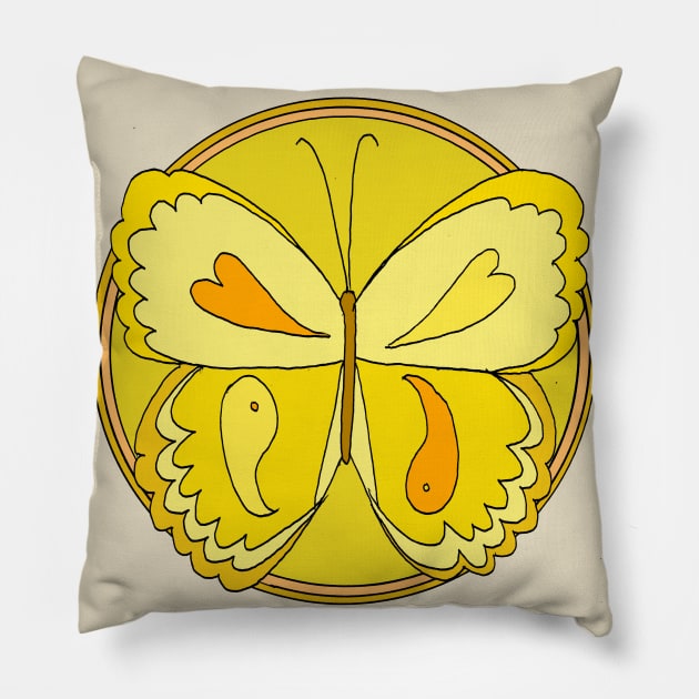 pura vida peaceful butterfly // retro surf art by surfy birdy Pillow by surfybirdy