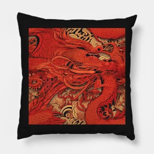 Red Dragon Pattern Pillow