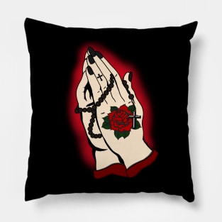 Neo Traditional Praying Hands Pillow