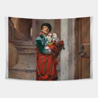 Spanish Bullfighter with Flowers by Jehan Georges Vibert Tapestry