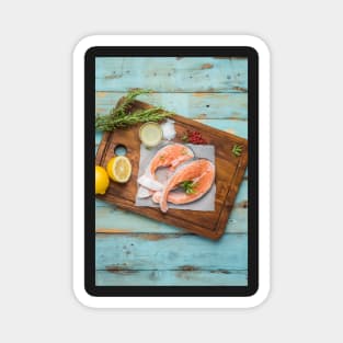 Raw salmon steak Magnet