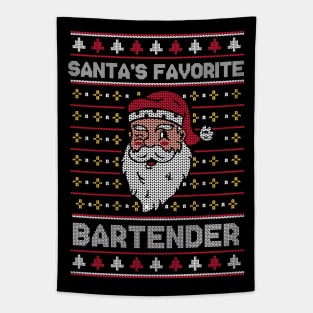 Santa's Favorite Bartender // Funny Ugly Christmas Sweater // Bar Tender Holiday Xmas Tapestry