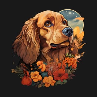 English Cocker Spaniel  Dog Vintage Floral T-Shirt