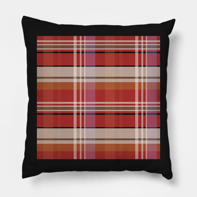 Autumn Aesthetic Iona 2 Hand Drawn Textured Plaid Pattern Pillow by GenAumonier