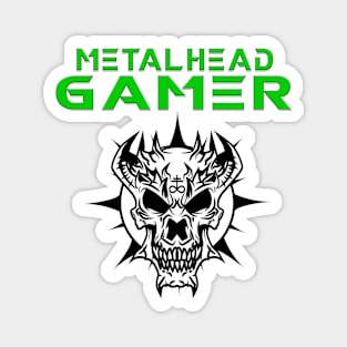 Metalhead Gamer Demon Skull Green Magnet