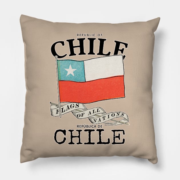 Vintage Chile Country Flag Pillow by KewaleeTee