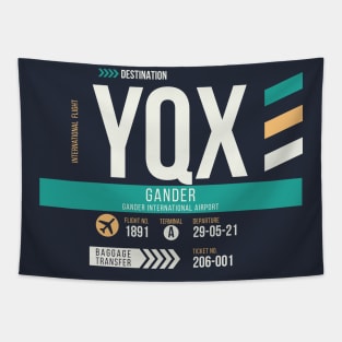 Gander (YQX) Airport Code Baggage Tag Tapestry