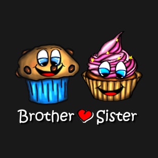 Cute Muffin and Cupcake - brother and sister with red heart T-Shirt