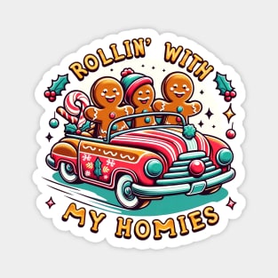 Rollin' With My Homies Vintage Gingerbread Men Magnet