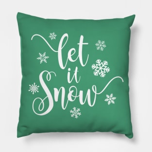 Simple Elegant Let It Snow Whimsical Christmas Calligraphy Pillow