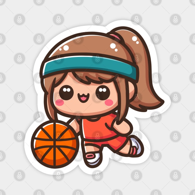 Kawaii Girl Basketball Player Magnet by Etopix