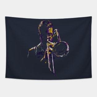 abstract jazz trumpet player colorful Tapestry