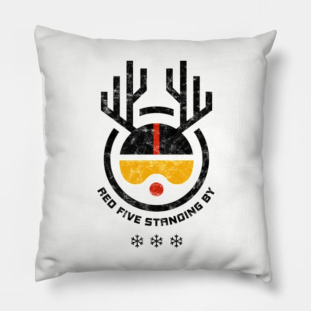 Rudolph Red Five Standing By Light Background Pillow by Mara Escalante