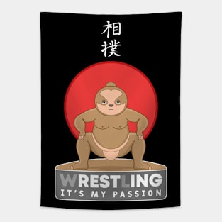 Wrestling it's my passion, kawaii sloth sumo wrestling Tapestry