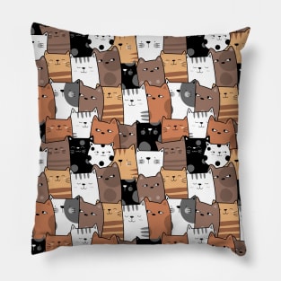 Cat Kittens Cute Pattern Design With Cats in Various Poses Fun Funny Design Pillow