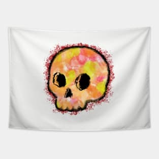 Cute Baby Skull Watercolor With Paint Splash Tapestry