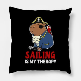 Sailing is my therapy cartoon Capybara Pirate Pillow