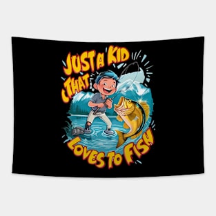 A Kids Fishing Passion Tapestry