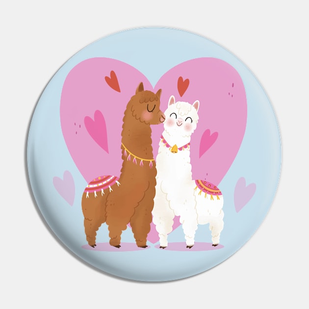 LLama Valentine Couple Pin by Mako Design 