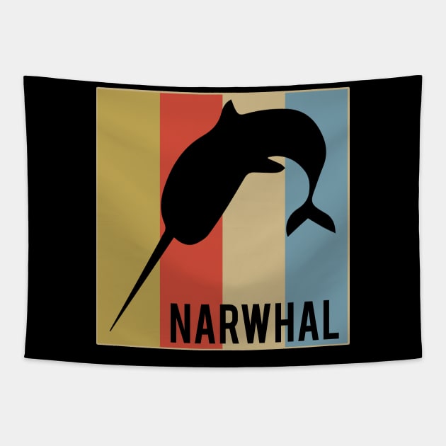 Cute Narwhal Retro Vintage Horned Beluga Whale Tapestry by theperfectpresents