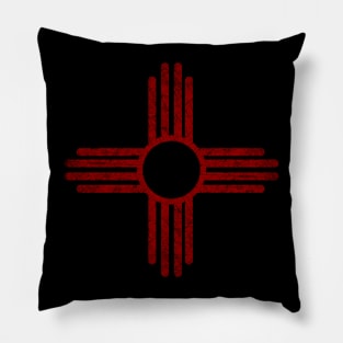 New Mexico Flag Distressed Red Pillow