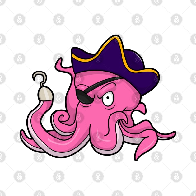 Octopus as Pirate with Hooked hand & Eye patch by Markus Schnabel