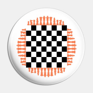 Online chess board game king, rook, bishop, queen, knight, and pawn. Pin