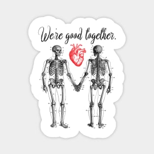 Skeletons Holding Hands and Heart Valentine Magnet