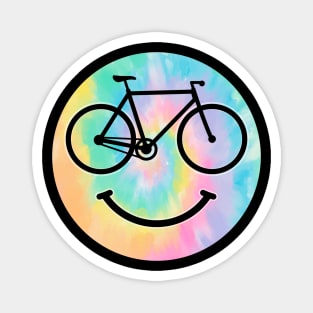 Bicycle Happy Bike Smile Tie-dye Rainbows Watercolors Face Magnet