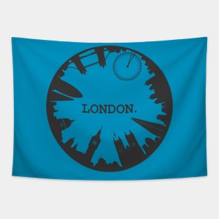 London England Landmarks - Circular Skyline Design Tapestry