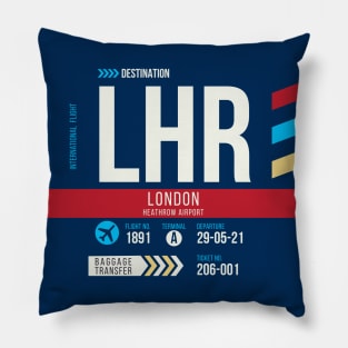 London (LHR) Airport Code Baggage Tag C Pillow