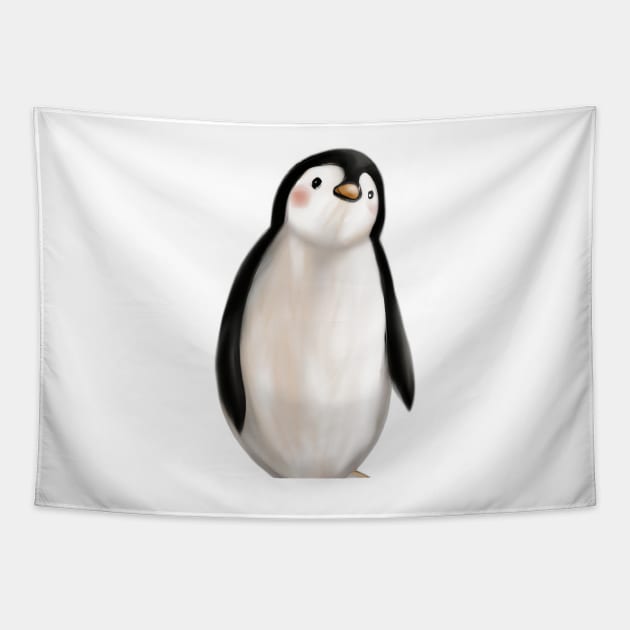 Cute Penguin Drawing Tapestry by Play Zoo