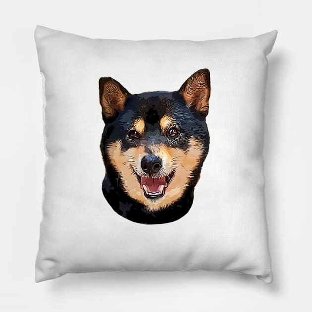 Shiba Inu black and tan dog Pillow by ElegantCat