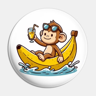 Cute Monkey On Banana canoe Pin