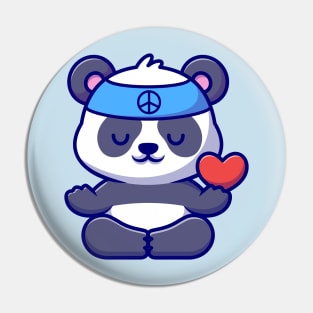 Cute Peace Panda Meditating Yoga Cartoon Pin