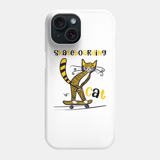 Skateboarding Cat Phone Case by FehuMarcinArt