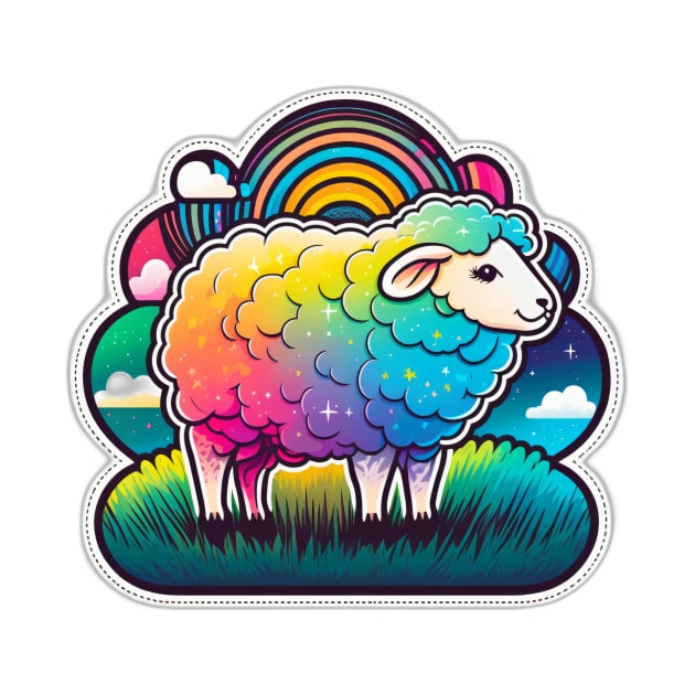 Rainbow Pride Sheep Kawaii Style by Remix Rick