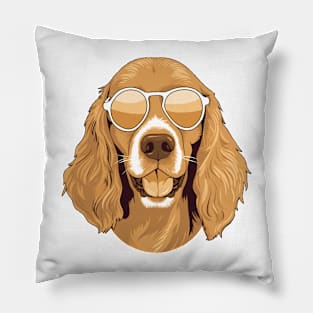 Golden Summer dog in sunglasses 3 Pillow