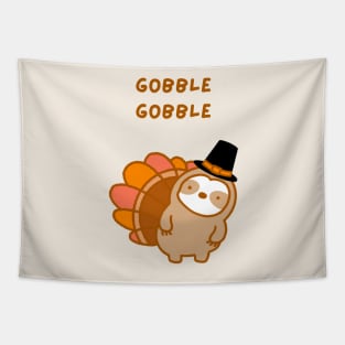 Thanksgiving Gobble Gobble Sloth Tapestry