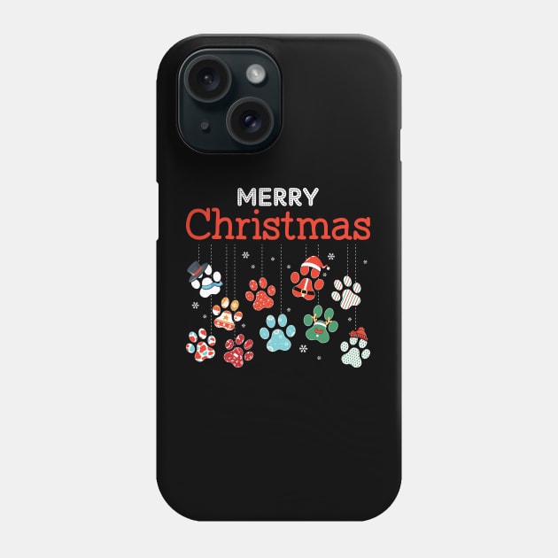 Merry Christmas paws Phone Case by MZeeDesigns