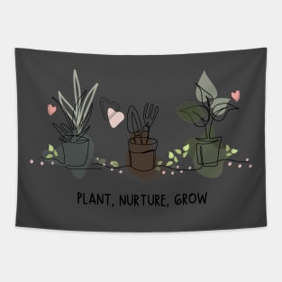 Plant Nurture Grow Line Art Tapestry