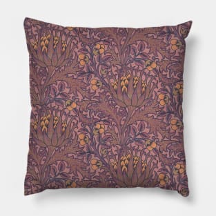 William Morris Artichoke Wine and Gold Pillow